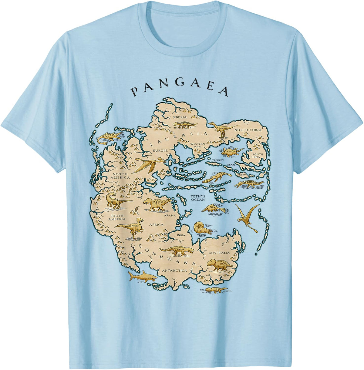 Reunite Pangaea World Map History Geology Earth Geologist T-Shirt - T-Shirt | Light Blue