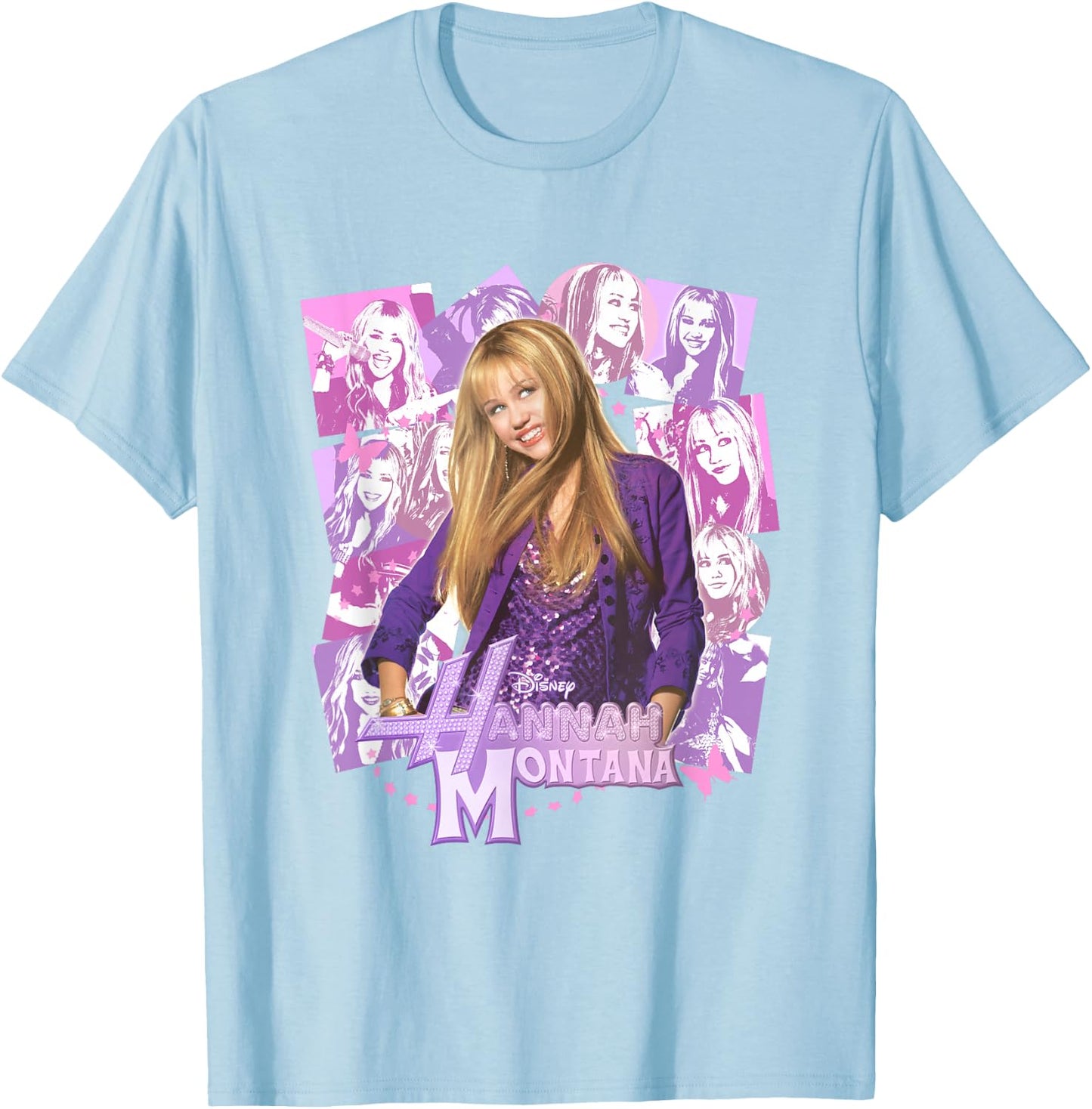 Disney Hannah Montana Epic Iconic Collage Big Chest Poster T-Shirt - T-Shirt | Light Blue