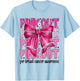 Coquette Bow Pink Out Football Team Breast Cancer Awareness T-Shirt - T-Shirt | Light Blue