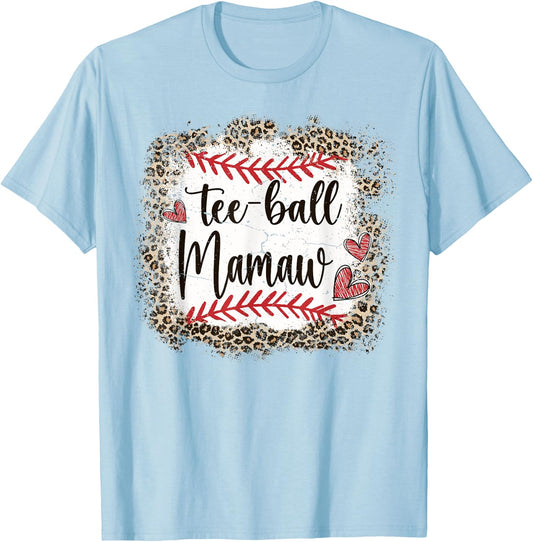 Ball Mamaw Funny Leopard T-Ball Mamaw T-Shirt - T-Shirt | Light Blue