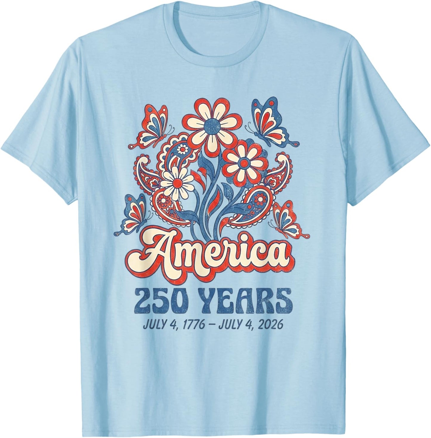 250 Anniversary USA Merchandise Women Patriotic 4th of July T-Shirt - T-Shirt | Light Blue