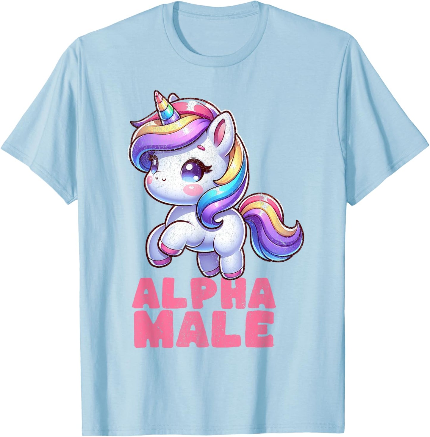 Alpha cute male Unicorn Funny Sarcastic Ironic Weird Y2K T-Shirt - T-Shirt | Light Blue