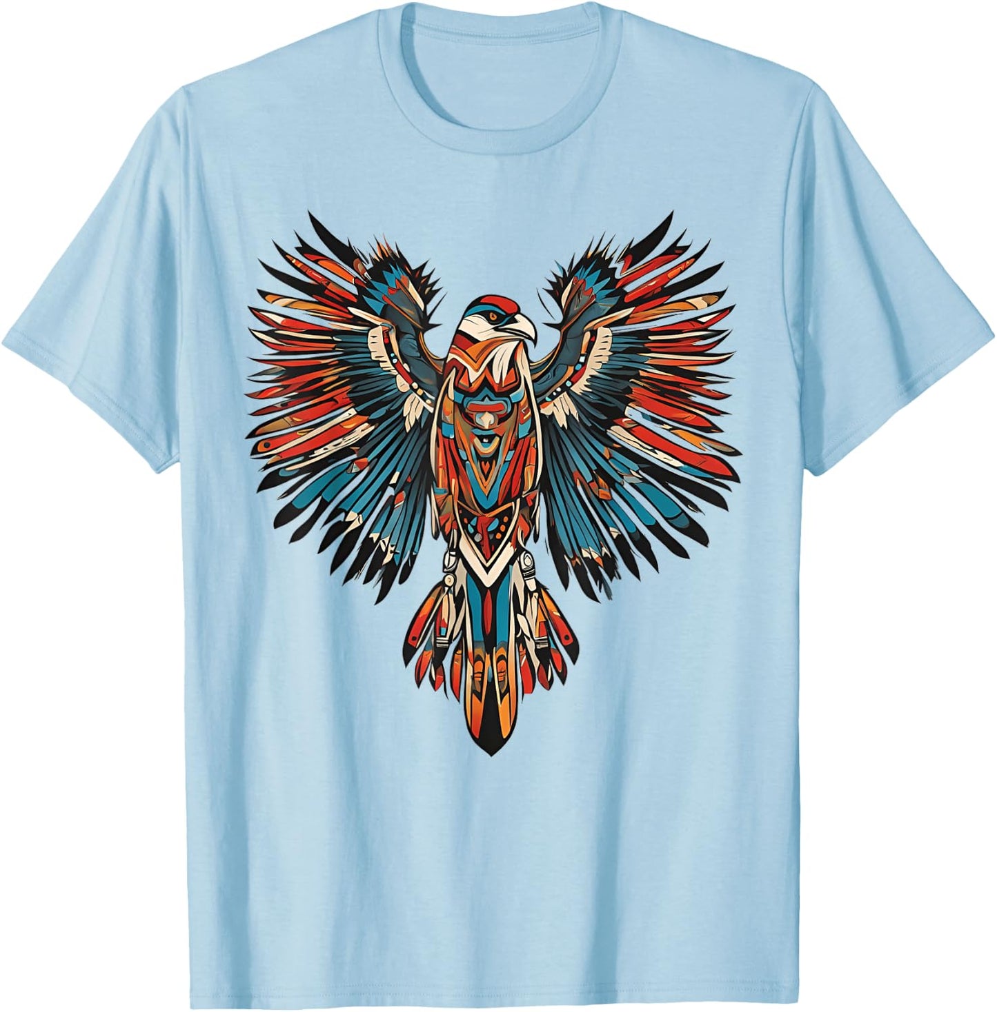 Thunderbird Native American Indian Day Tribal Art T-Shirt - T-Shirt | Light Blue