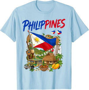 Philippines Heritage Idea for Kids Filipino Flag Themed T-Shirt - T-Shirt | Light Blue