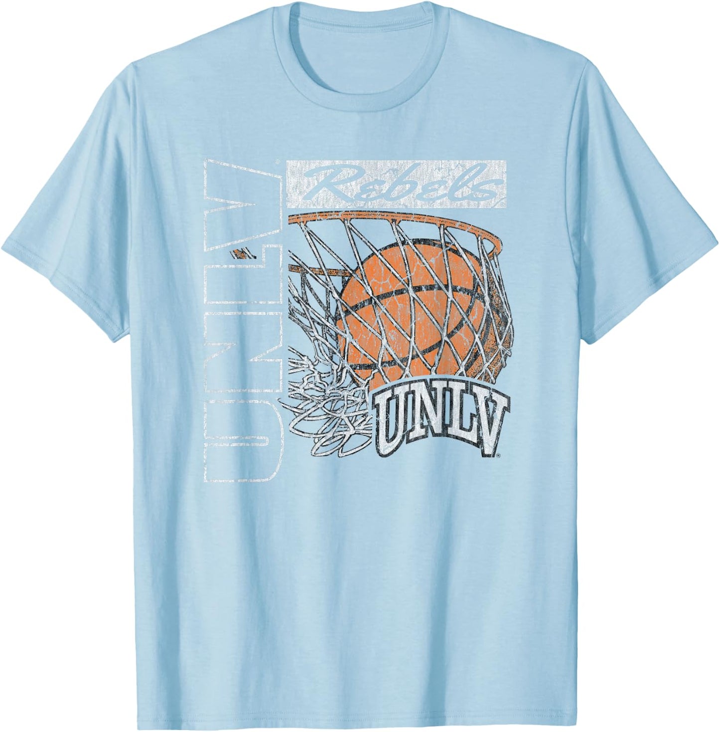 UNLV Rebels Vintage Basketball 90's Red Officially Licensed T-Shirt - T-Shirt | Light Blue