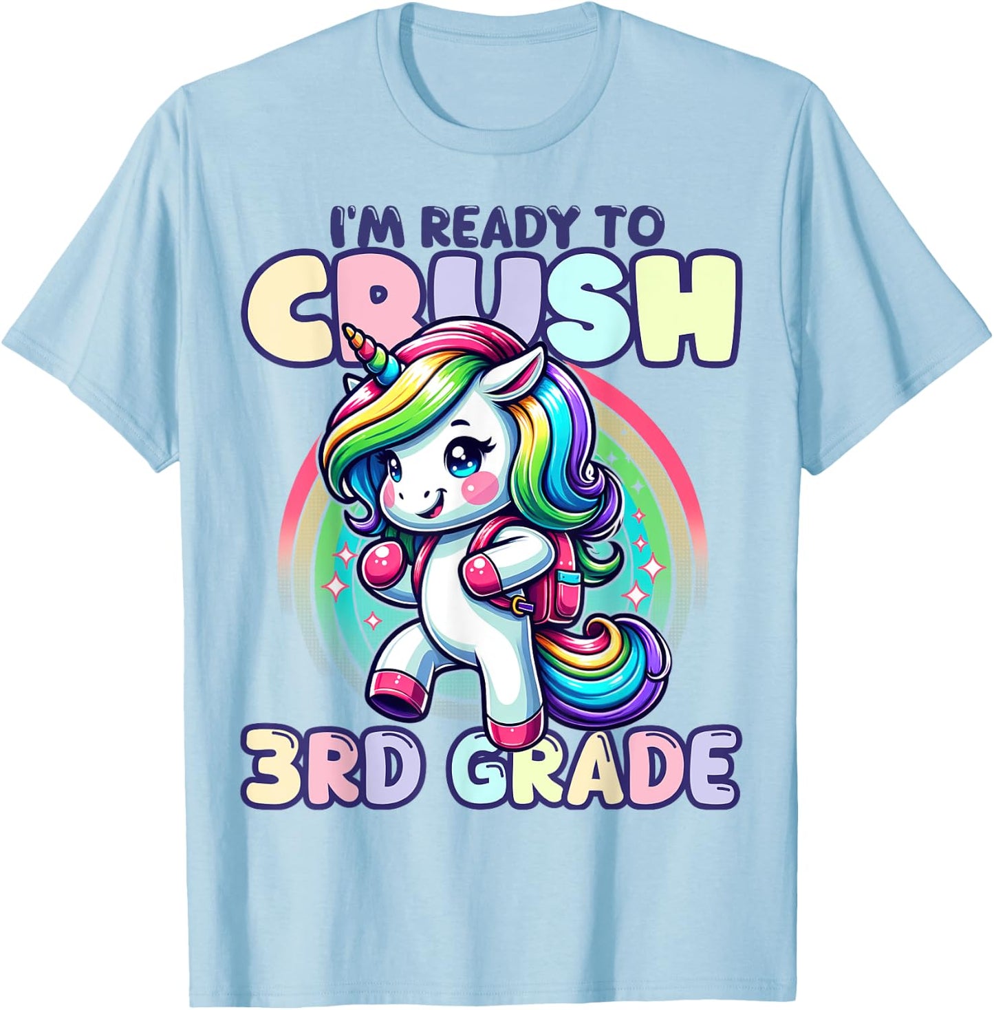 Crush 3rd Grade Girls Back to School Unicorn First Day Cute T-Shirt - T-Shirt | Light Blue