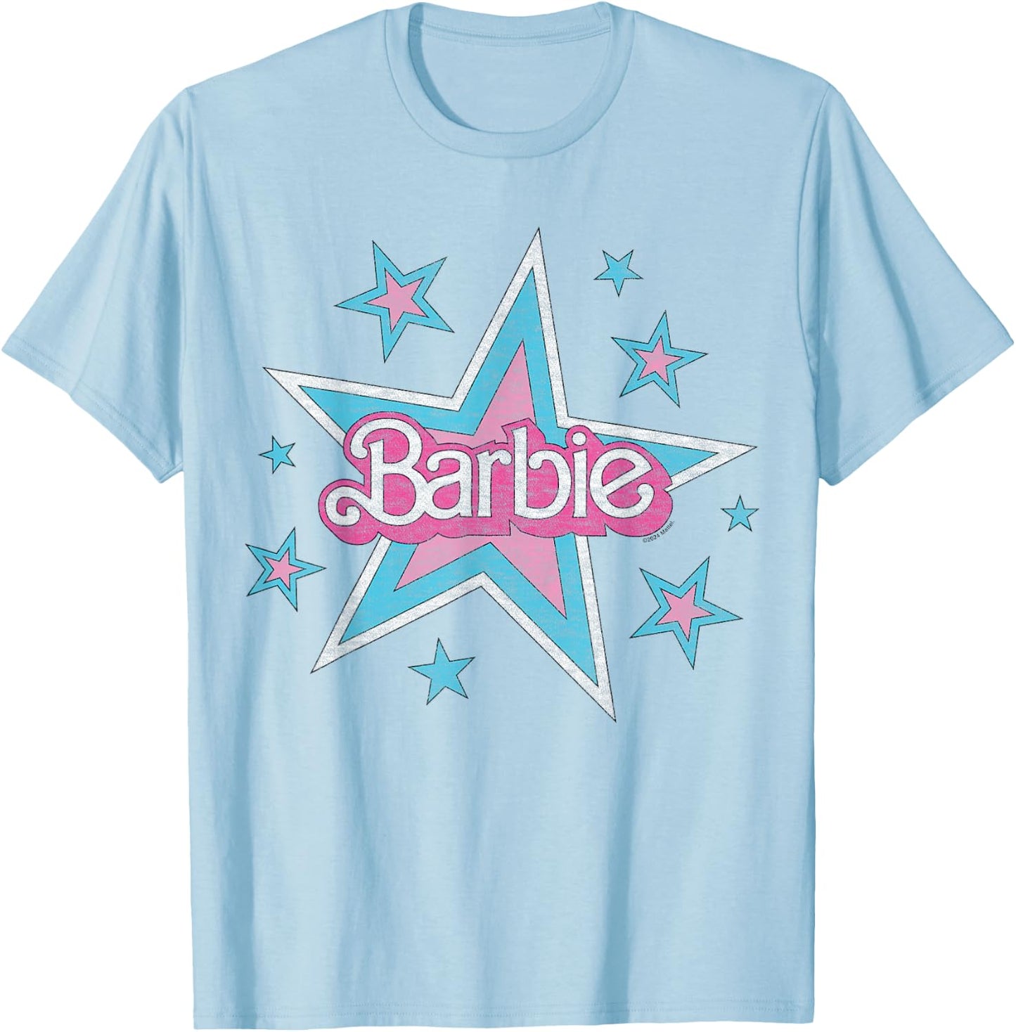 Barbie - Vintage Logo with Stars T-Shirt - T-Shirt | Light Blue