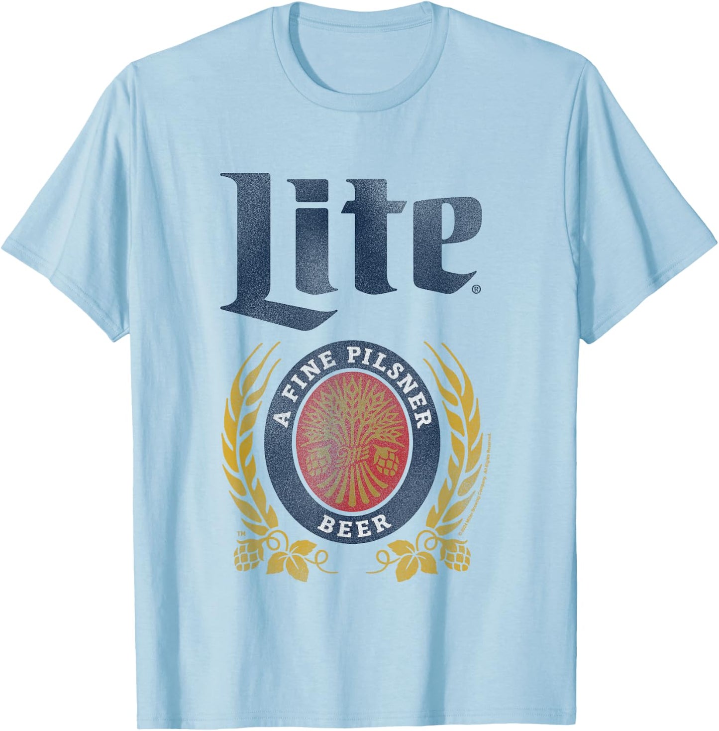 Miller Lite A Fine Pilsner Vintage Beer Label T-Shirt - T-Shirt | Light Blue