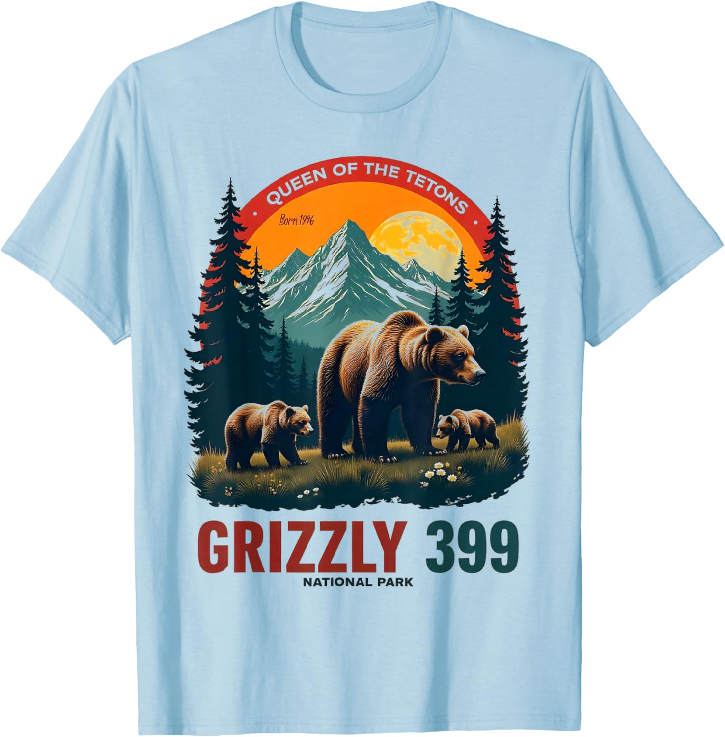 Queen of the Tetons Grizzly 399 National Park Adventure T-Shirt - T-Shirt | Light Blue