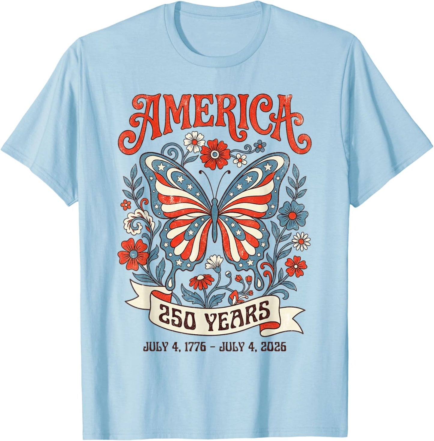 250th Anniversary USA Women Hippie Boho 4th July 250 Women T-Shirt - T-Shirt | Light Blue