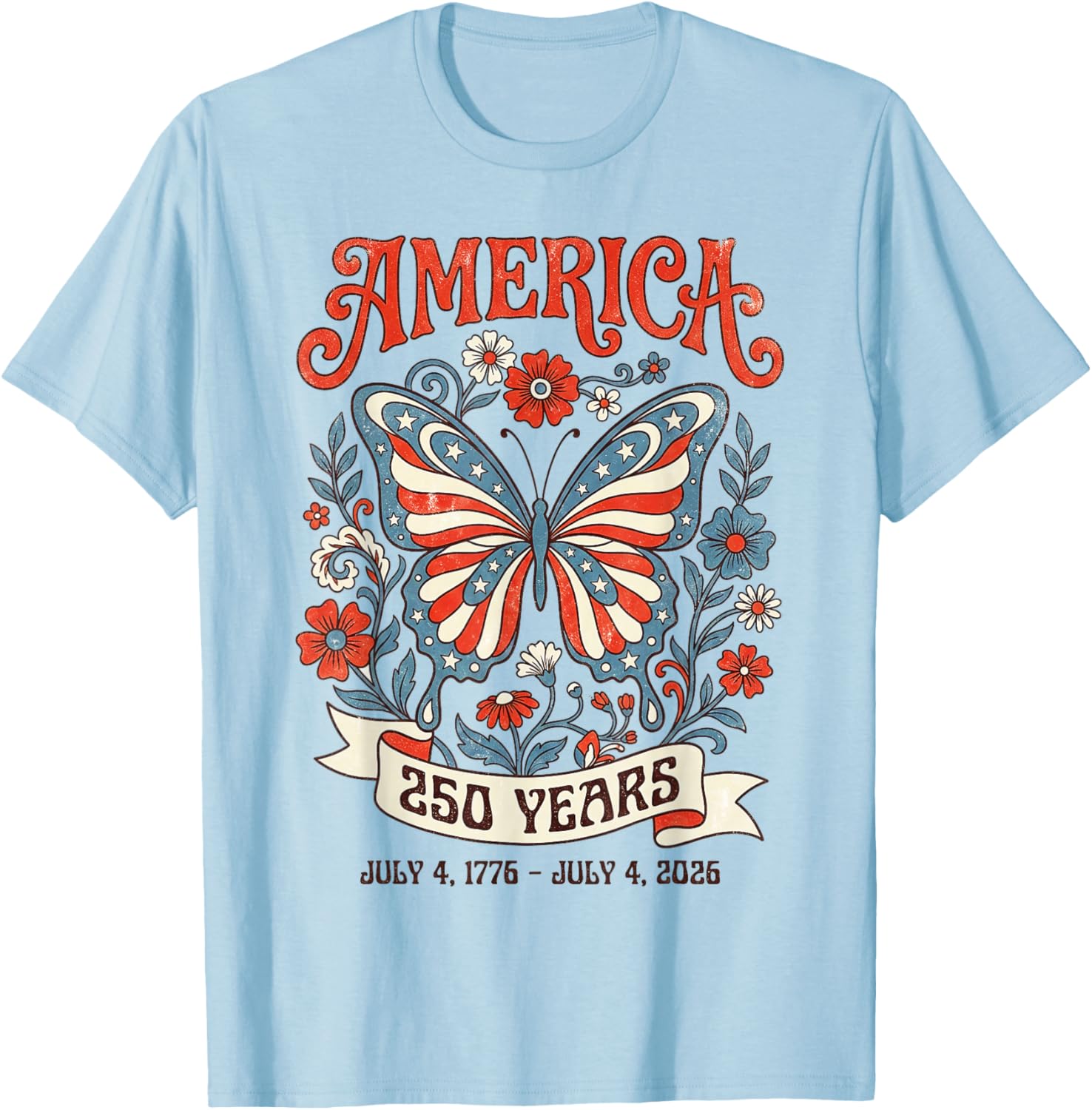250th Anniversary USA Women Hippie Boho 4th July 250 Women T-Shirt - T-Shirt | Light Blue