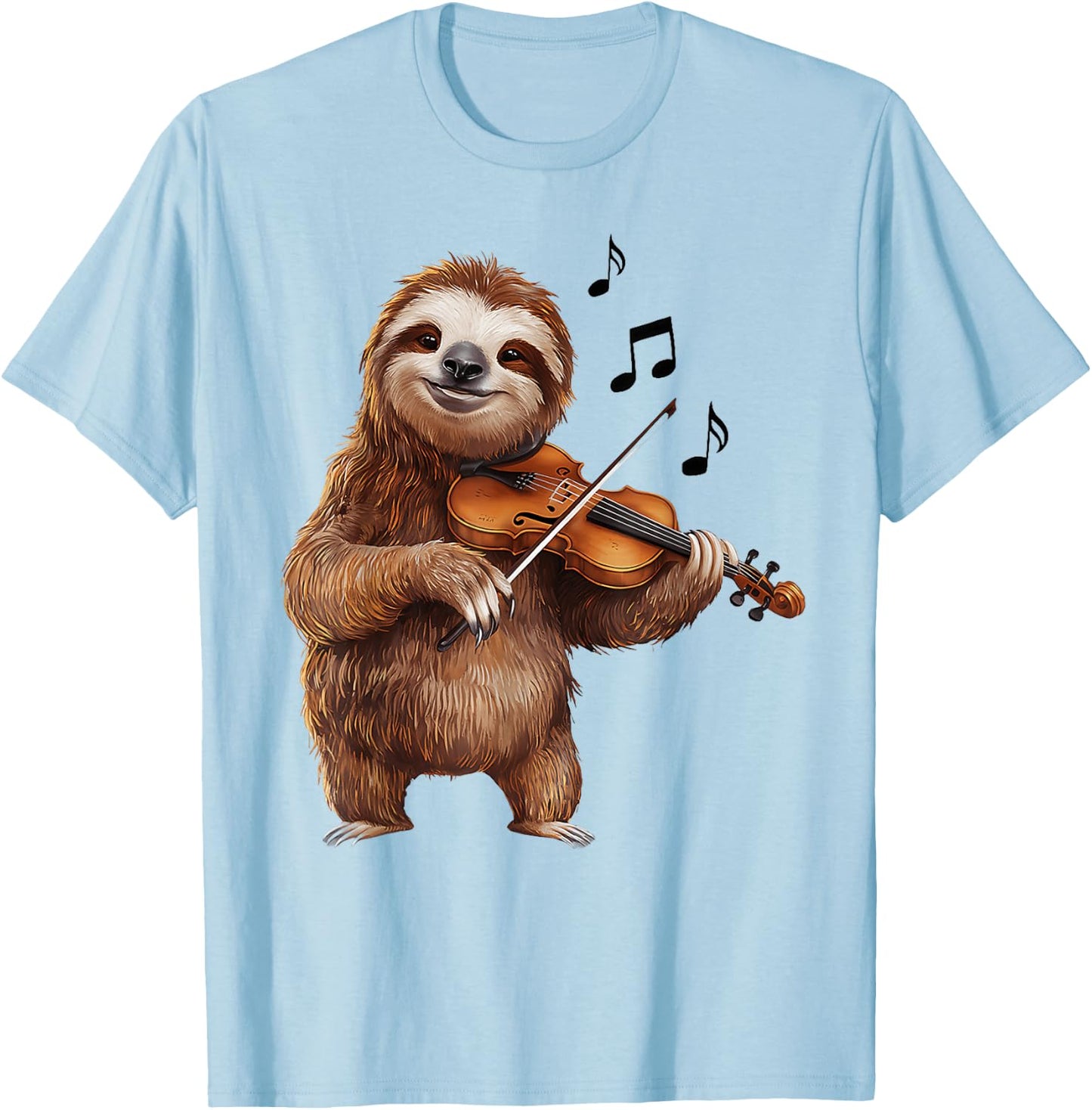 Funny Musician Violinist Cute Sloth Playing Violin T-Shirt - T-Shirt | Light Blue