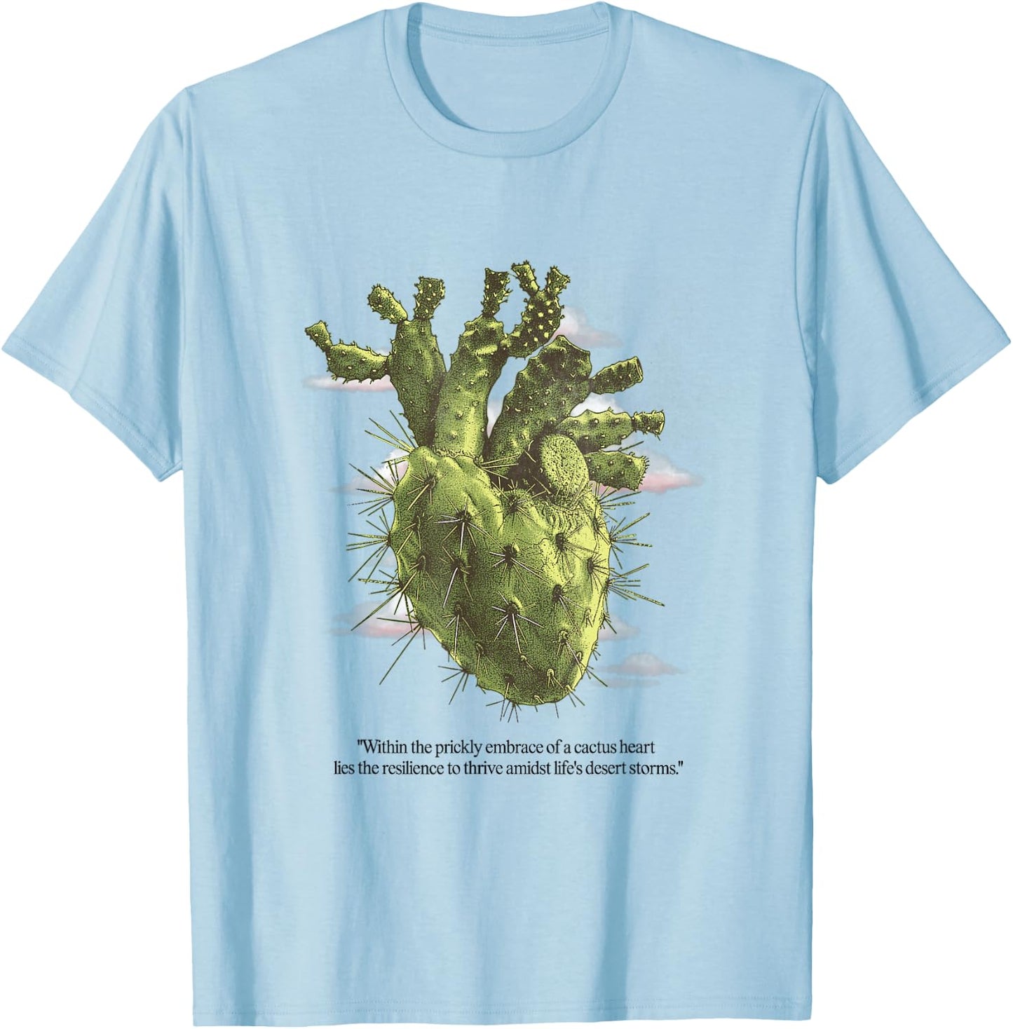 Cactus Heart Shirt Nature Desert Cactus Anatomical Heart T-Shirt - T-Shirt | Light Blue