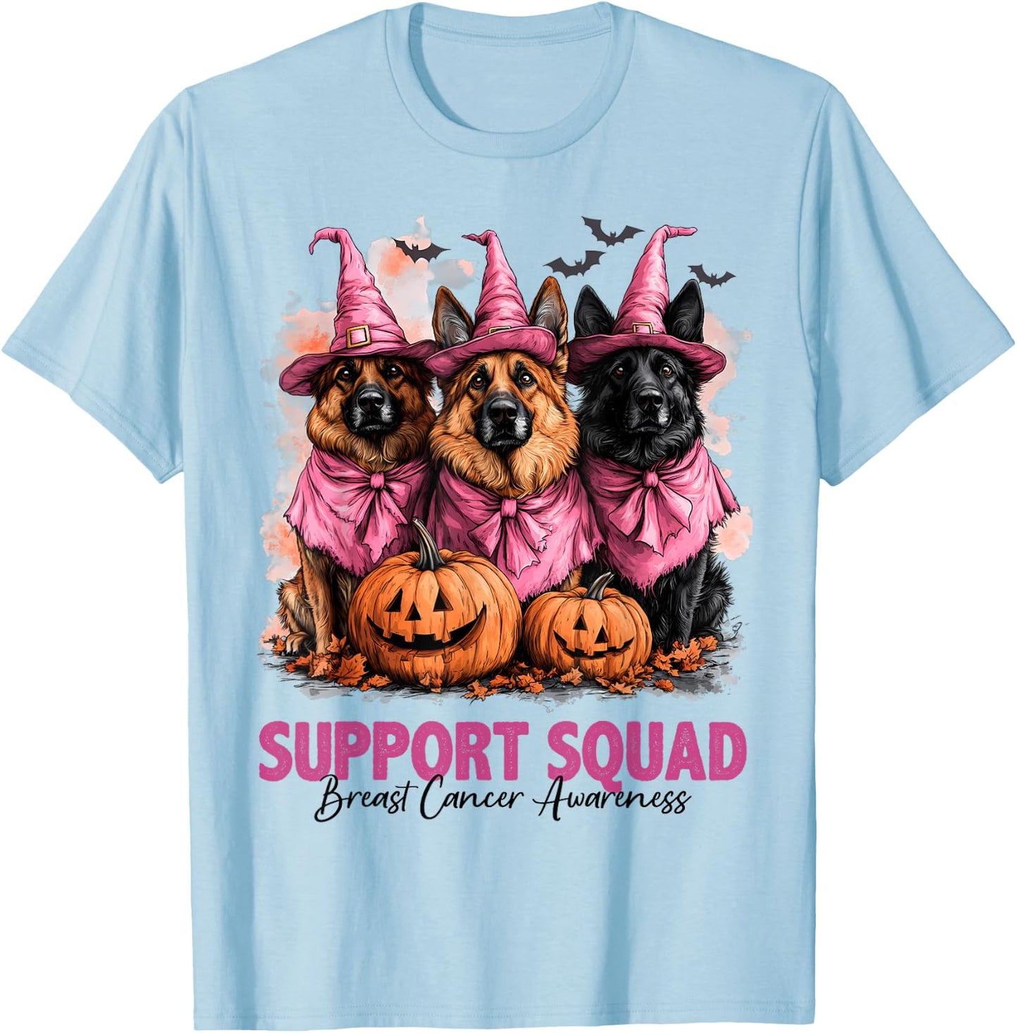 In October We Wear Pink German Shepherd Breast Cancer Gifts T-Shirt - T-Shirt | Light Blue