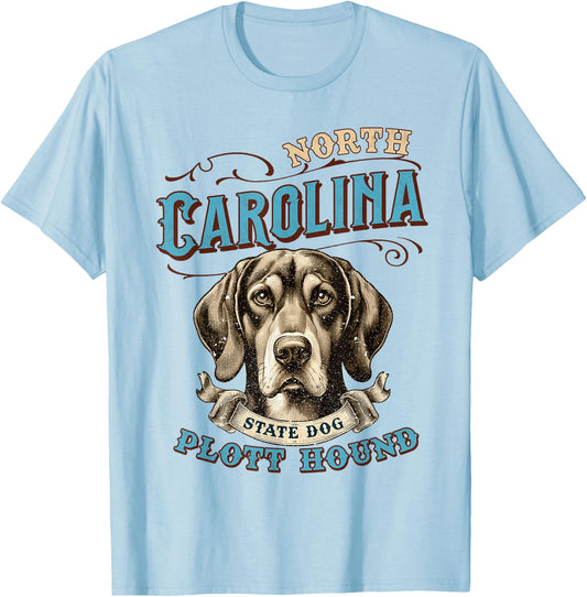 North Carolina Travel Traveling NC State Plott Hound Dog T-Shirt - T-Shirt | Light Blue