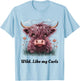 Kids Highland Cow "Wild Like My Curls" I Love Curls Toddler T-Shirt - T-Shirt | Light Blue