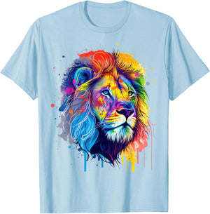 Artistic Colorful Pop Art painted Lion T-Shirt - T-Shirt | Light Blue