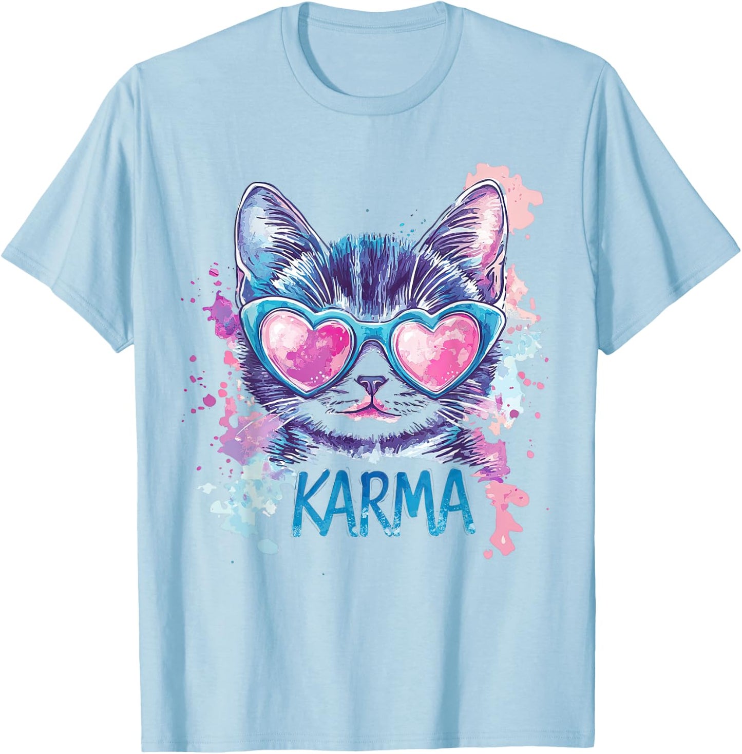 Vintage Cat Karma lovers For Teens Girls Women Men T-Shirt - T-Shirt | Light Blue