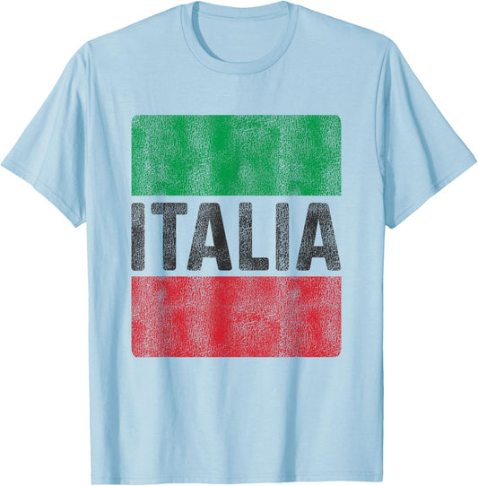 Vintage Italia Flag of Italy Souvenir Italian T-Shirt - T-Shirt | Light Blue