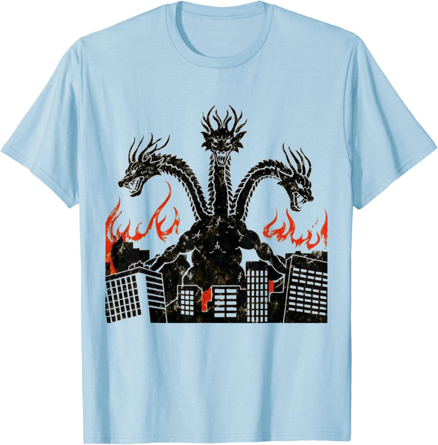 Vintage Dragon King Ghidorah Art Sunset Japanese Kids Men T-Shirt - T-Shirt | Light Blue