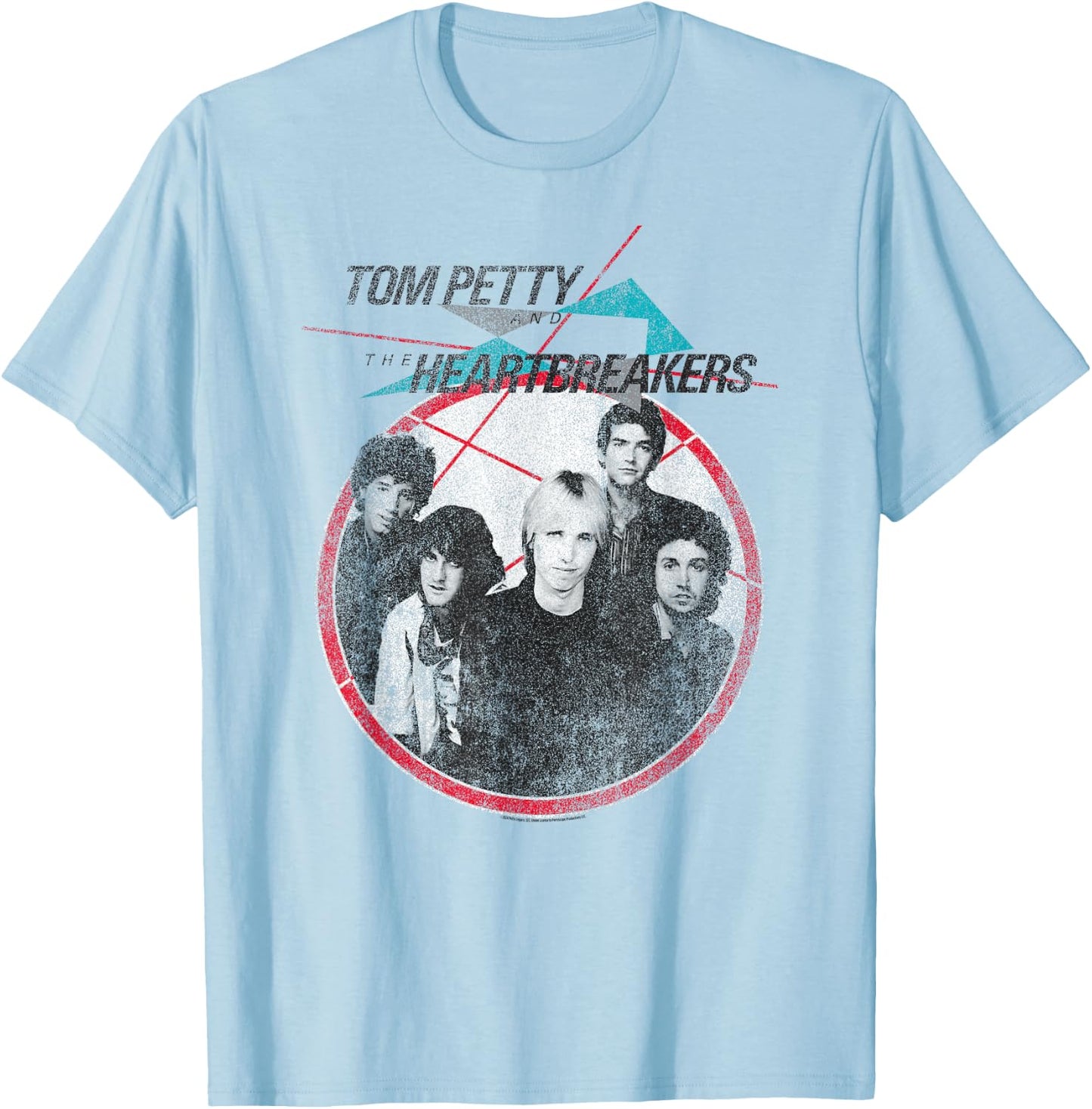 Tom Petty Long After Dark Band Photo Circle Distressed T-Shirt - T-Shirt | Light Blue