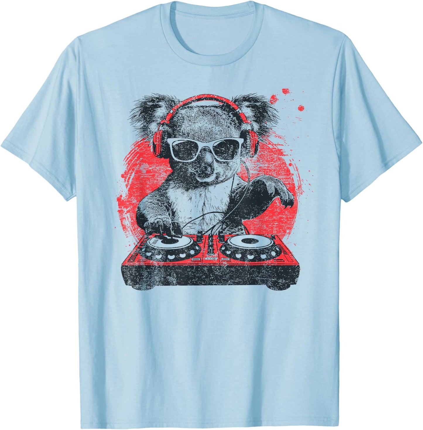 Funny Retro Cool House DJ Koala Animal Disco Headphone Tech T-Shirt - T-Shirt | Light Blue