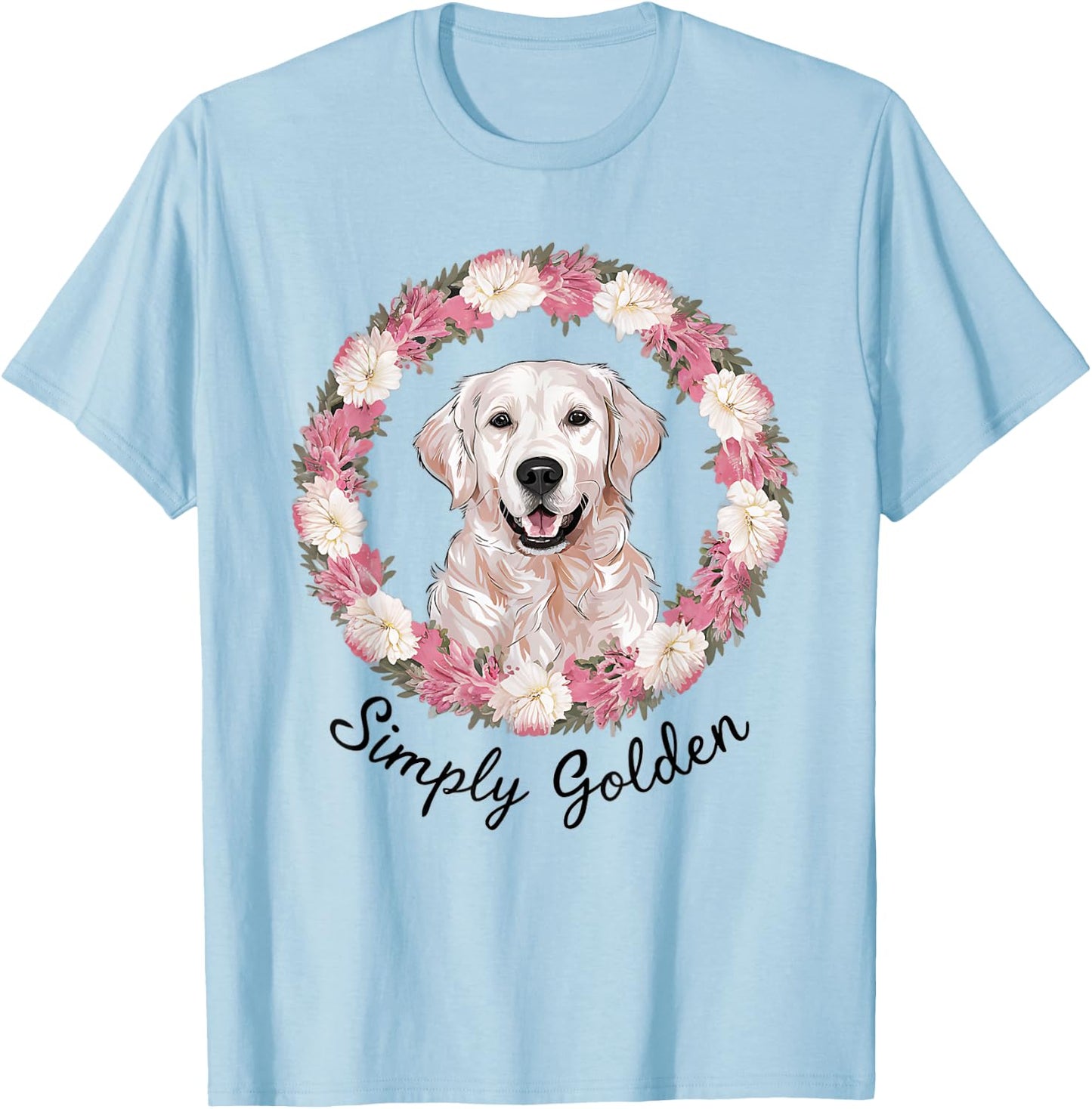 White English Cream Golden Retriever Cute 'Simply Golden' T-Shirt - T-Shirt | Light Blue