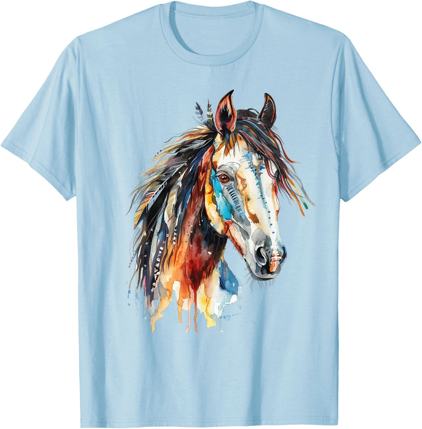 Native American Wild Horse T-Shirt - T-Shirt | Light Blue