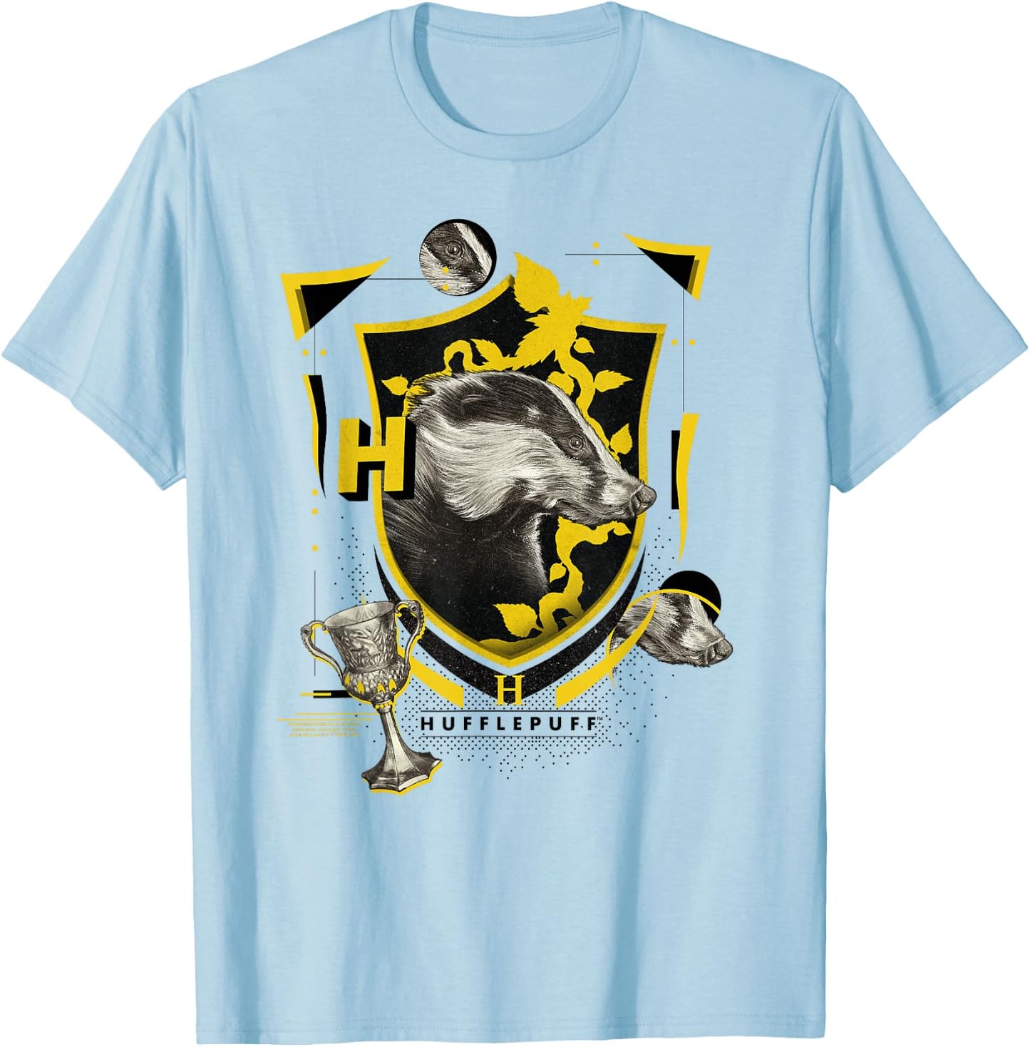 Harry Potter Hufflepuff Shield Realistic Badger T-Shirt - T-Shirt | Light Blue