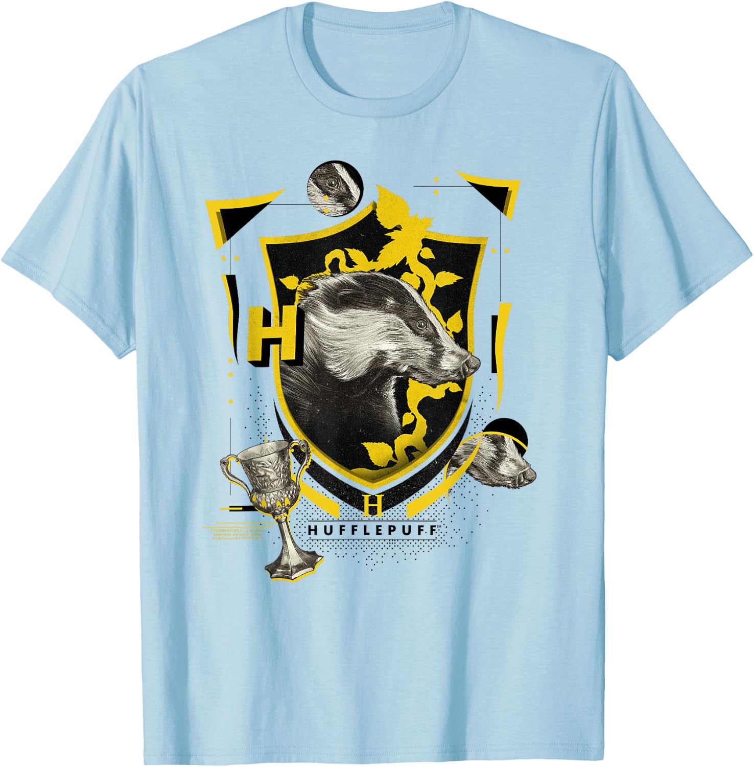 Harry Potter Hufflepuff Shield Realistic Badger T-Shirt - T-Shirt | Light Blue