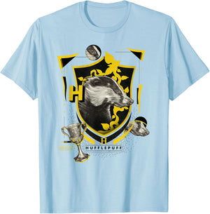 Harry Potter Hufflepuff Shield Realistic Badger T-Shirt - T-Shirt | Light Blue