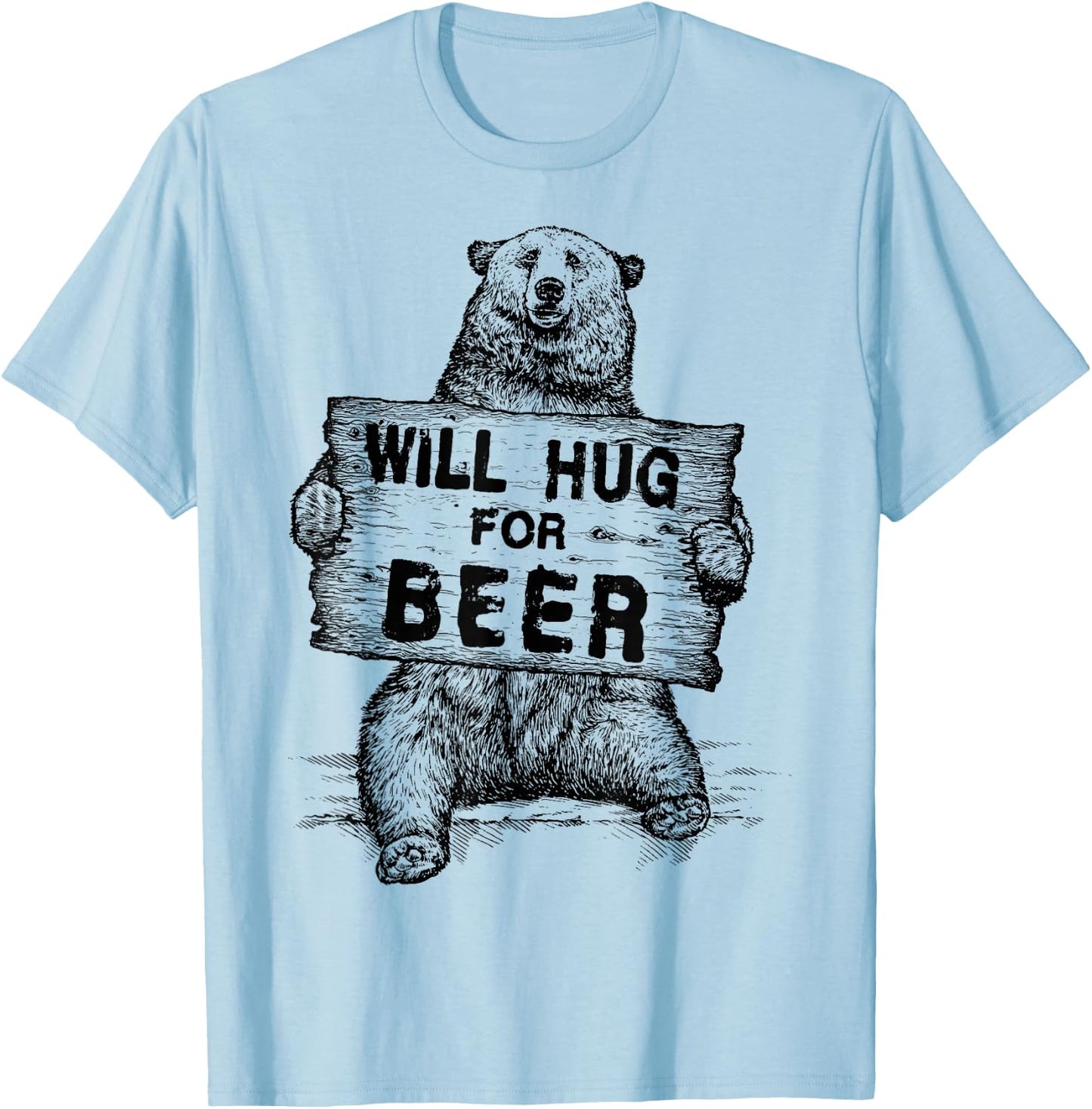 Bear Hug For Beer Vintage Rustic T-Shirt - T-Shirt | Light Blue