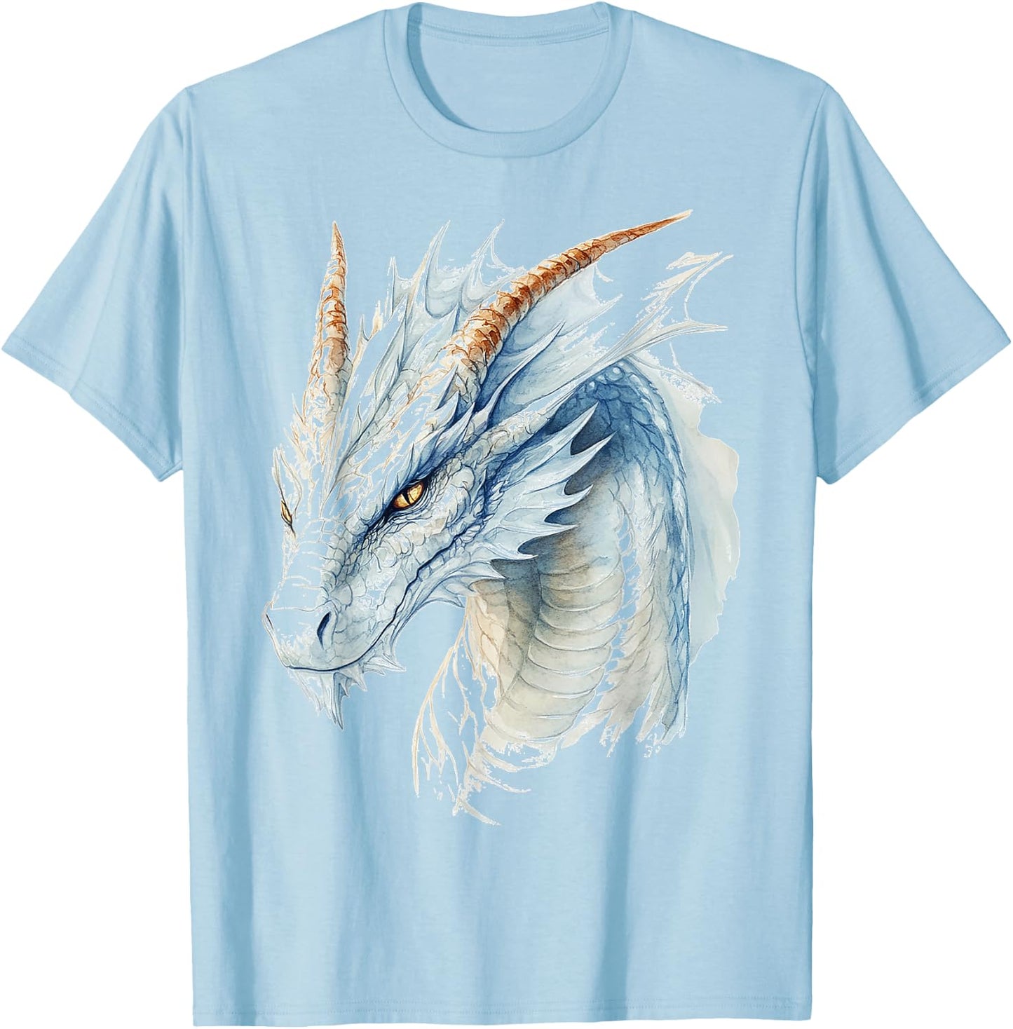 White Dragon Motif Mythical Illustration White Dragon T-Shirt - T-Shirt | Light Blue