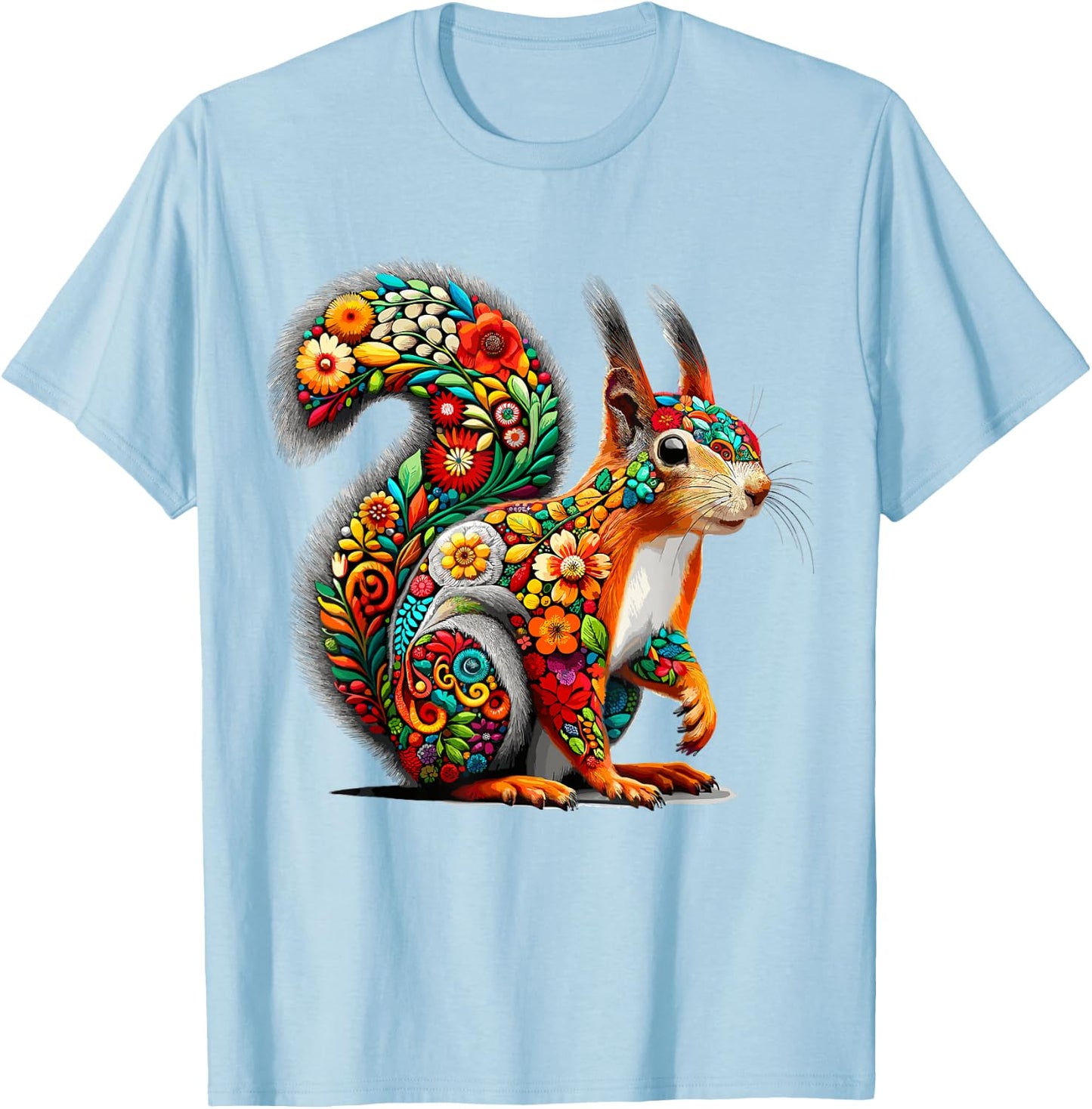 Floral Aesthetic Squirrel Lover Shirt Squirrel T-Shirt - T-Shirt | Light Blue