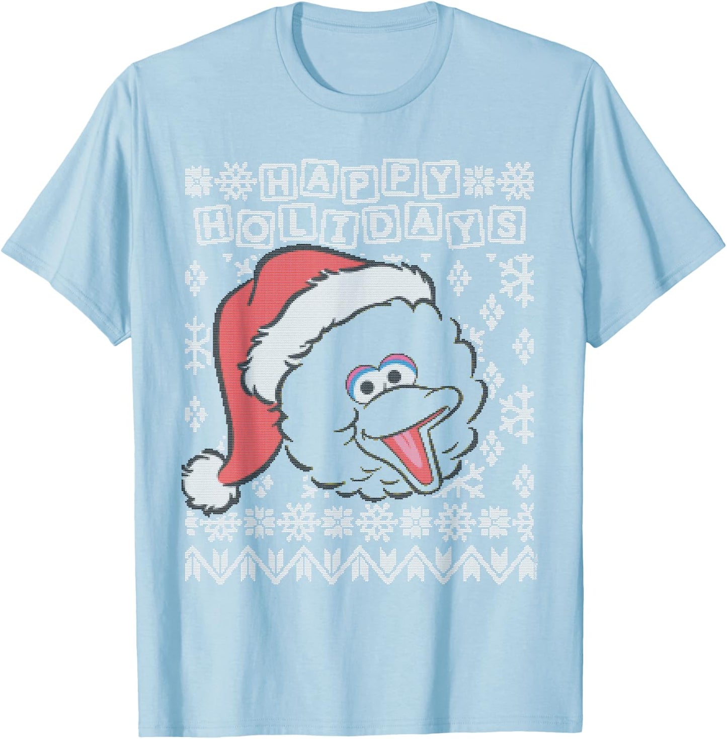 Sesame Street Big Bird Ugly Christmas T-Shirt - T-Shirt | Light Blue
