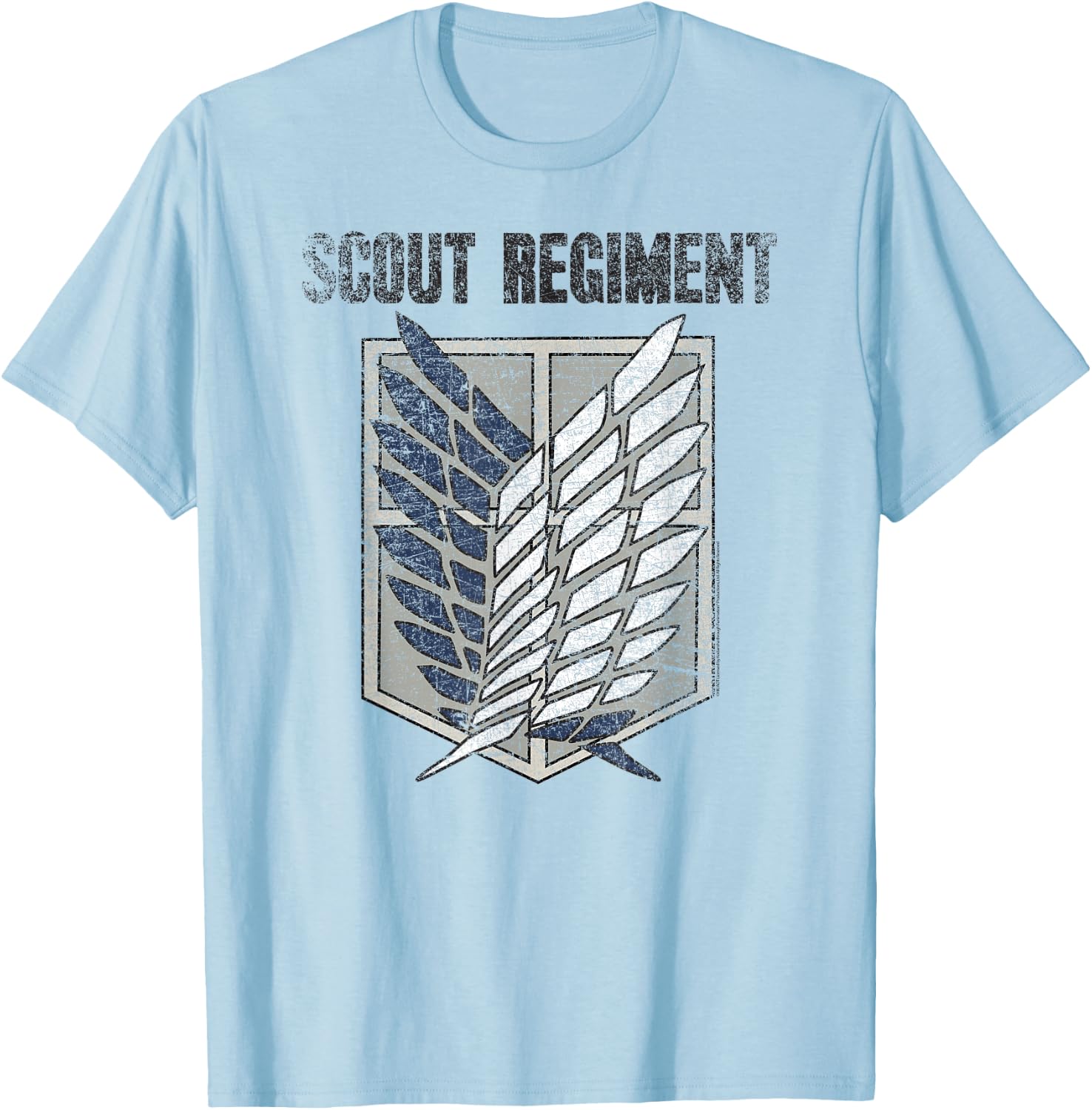 Ripple Junction Attack on Titan Distressed Survey Corps Emblem AOT Anime -Adults T-Shirt - T-Shirt | Light Blue