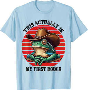 Funny Frog Cowboy Farmer Cowgirl Hat Western Frog Men Women T-Shirt - T-Shirt | Light Blue