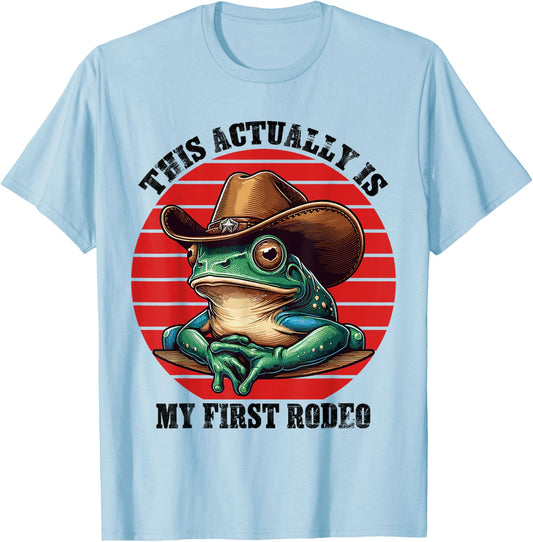 Funny Frog Cowboy Farmer Cowgirl Hat Western Frog Men Women T-Shirt - T-Shirt | Light Blue