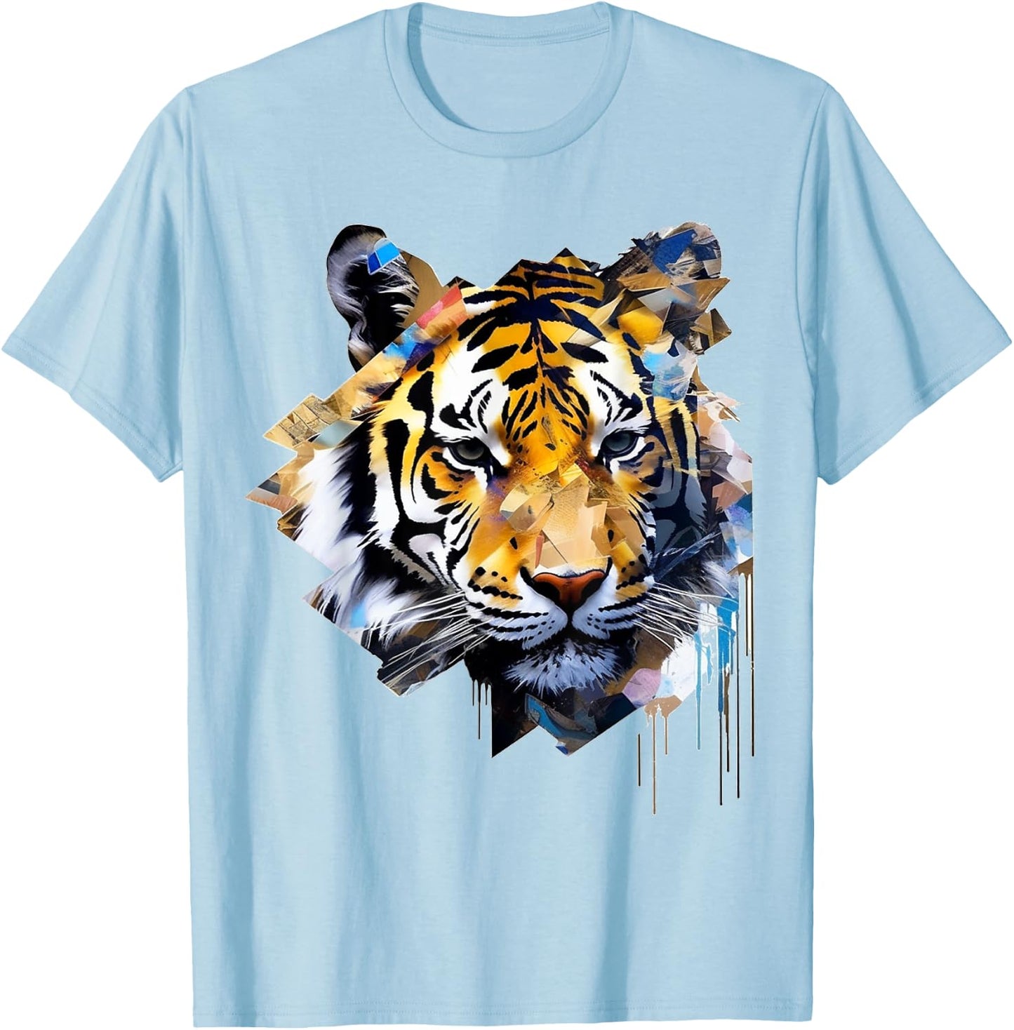 Tiger Artwork Animal Design Tiger T-Shirt - T-Shirt | Light Blue