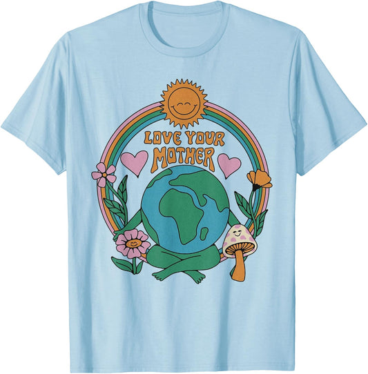 Love Your Mother Vintage Environmentally Friendly Earth Day T-Shirt - T-Shirt | Light Blue