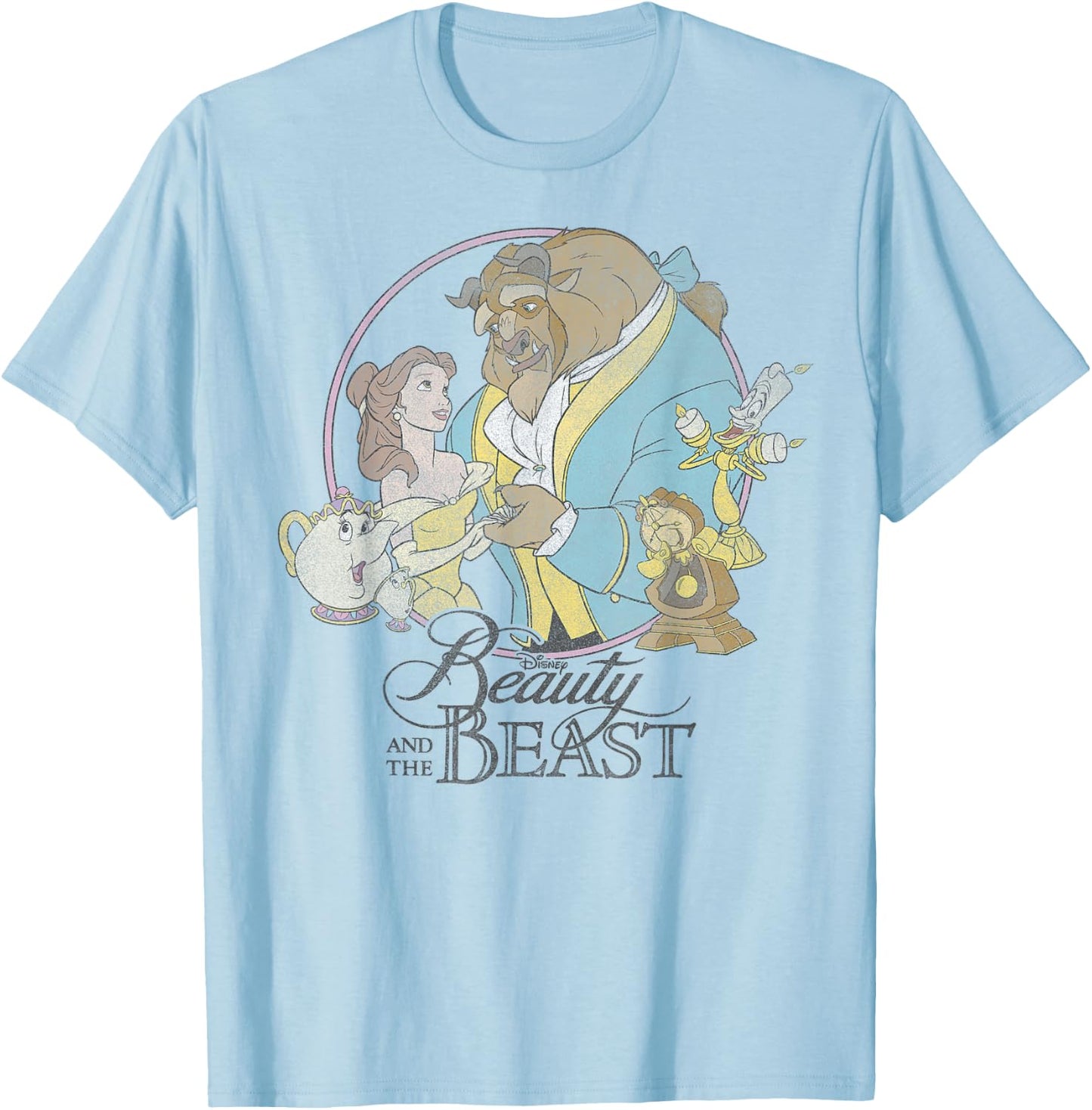 Disney Beauty And The Beast Classic Group Shot T-Shirt - T-Shirt | Light Blue