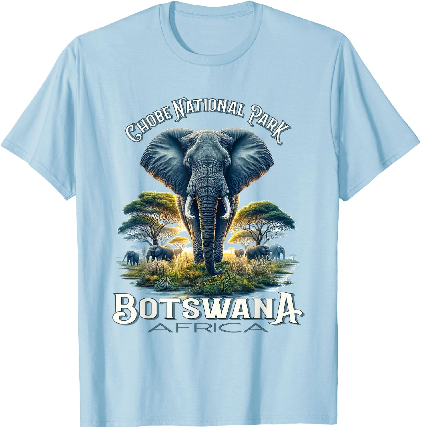 Chobe National Park Botswana Africa Elephants Safari T-Shirt - T-Shirt | Light Blue