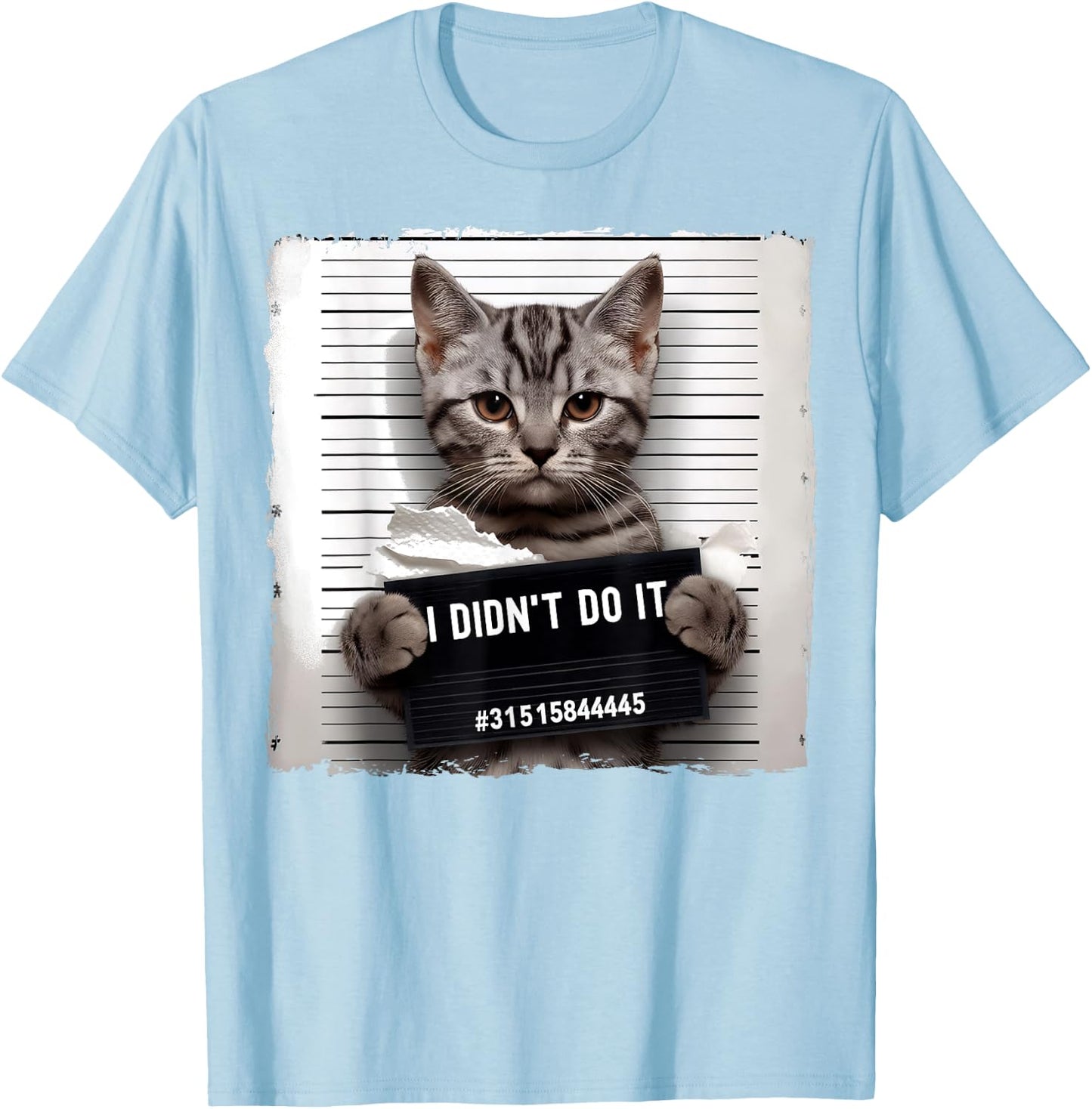 Funny Cat Meme Police Lineup I Didn't Do It Angry Kitten Men Women Kids T-Shirt - T-Shirt | Light Blue