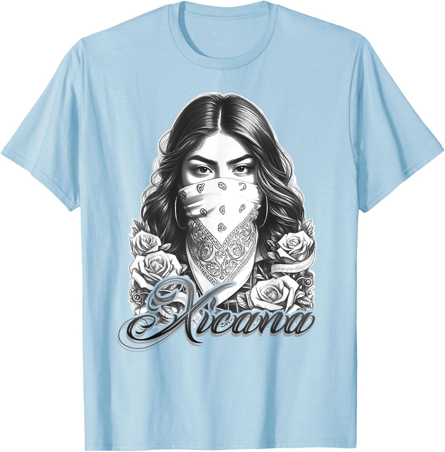 XICANA Chicana Shirt Tattoo Chicano Art Cholo T-Shirt - T-Shirt | Light Blue