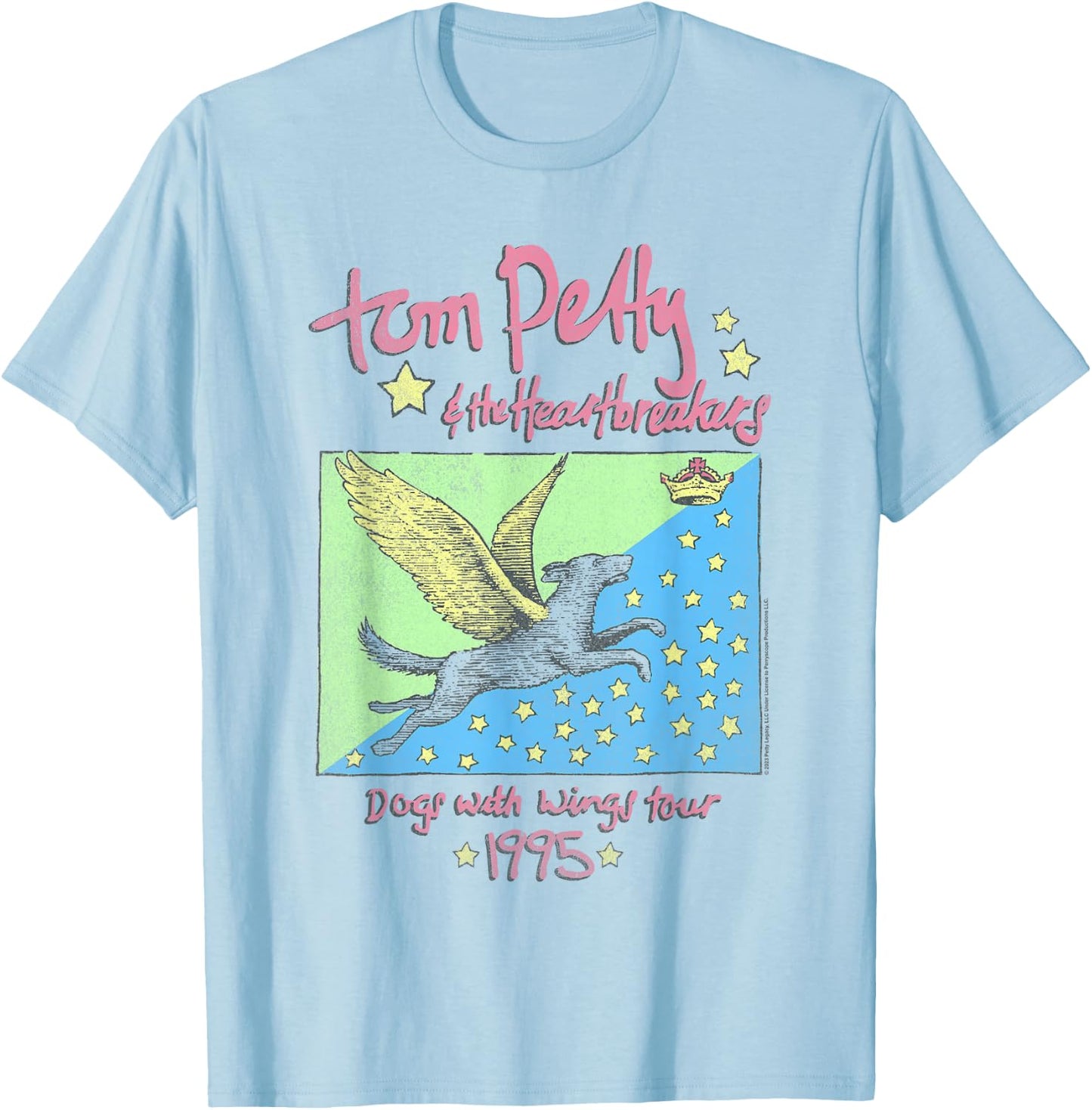 Tom Petty Dogs With Wings Tour 1995 T-Shirt - T-Shirt | Light Blue