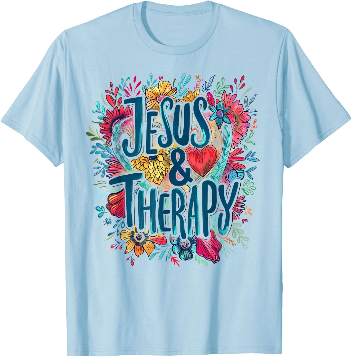 Jesus and Therapy T-Shirt - T-Shirt | Light Blue