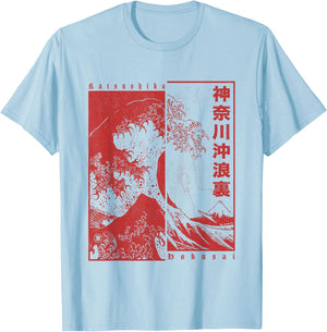 Hokusai Great Wave Off Kanagawa Japanese Ukiyo-e Aesthetic T-Shirt - T-Shirt | Light Blue