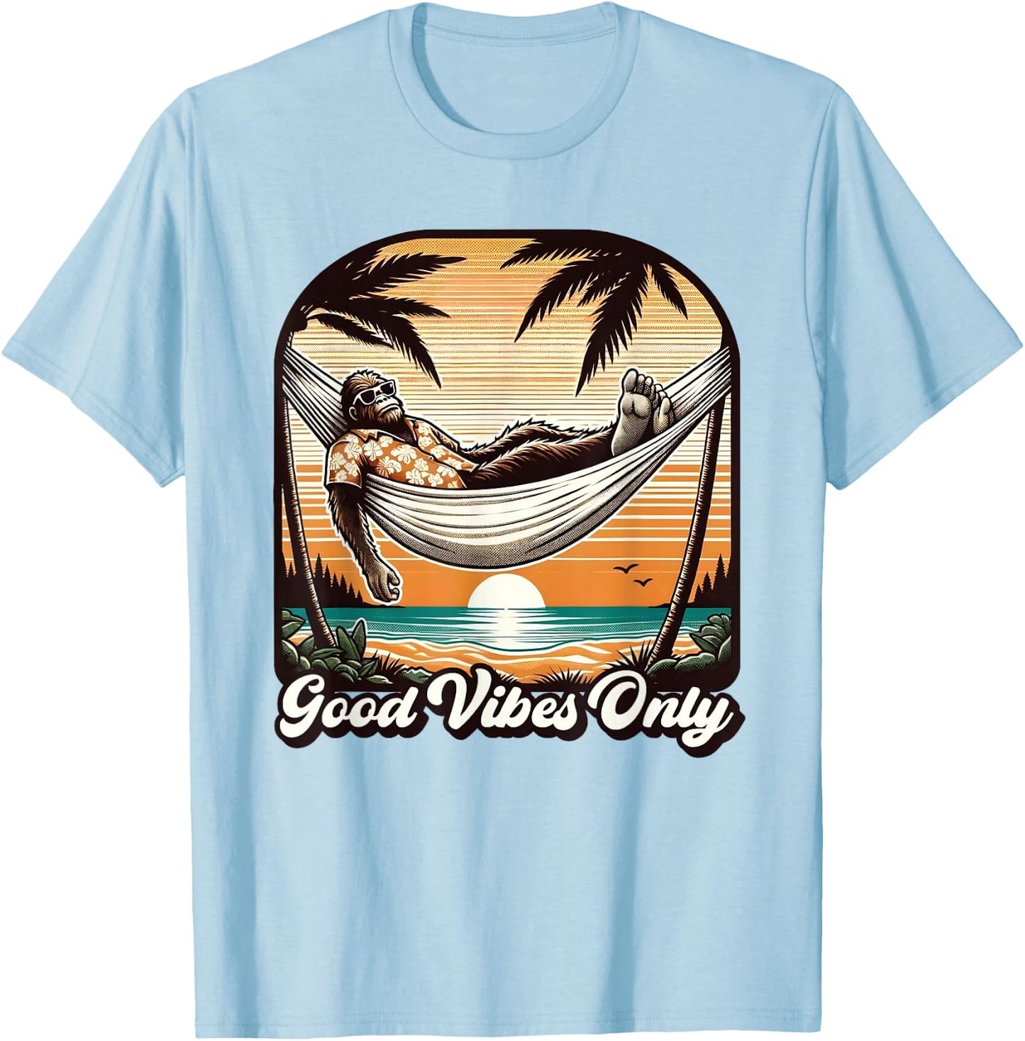 Funny Bigfoot Sasquatch Hawaiian Retro Beach Vacation Men T-Shirt - T-Shirt | Light Blue