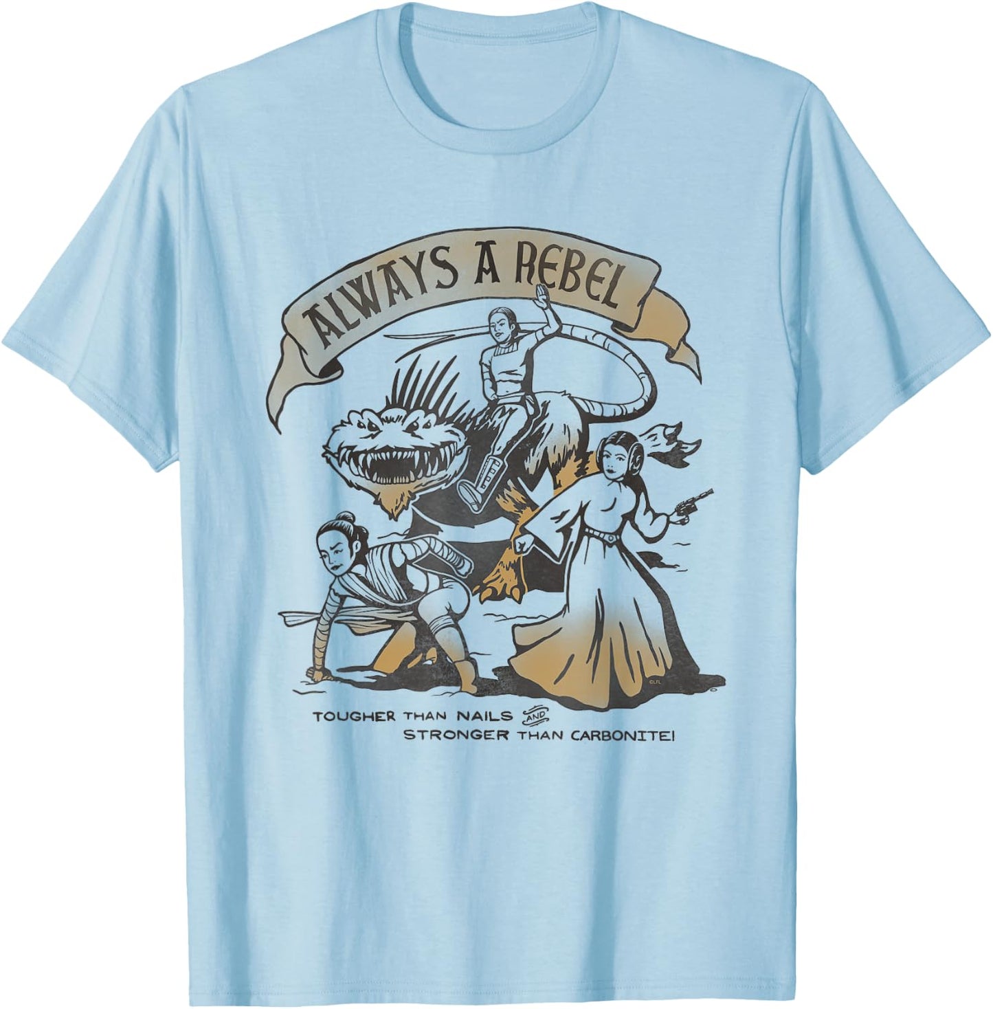 Star Wars Women of the Galaxy Leia Padmé Rey Always a Rebel T-Shirt - T-Shirt | Light Blue