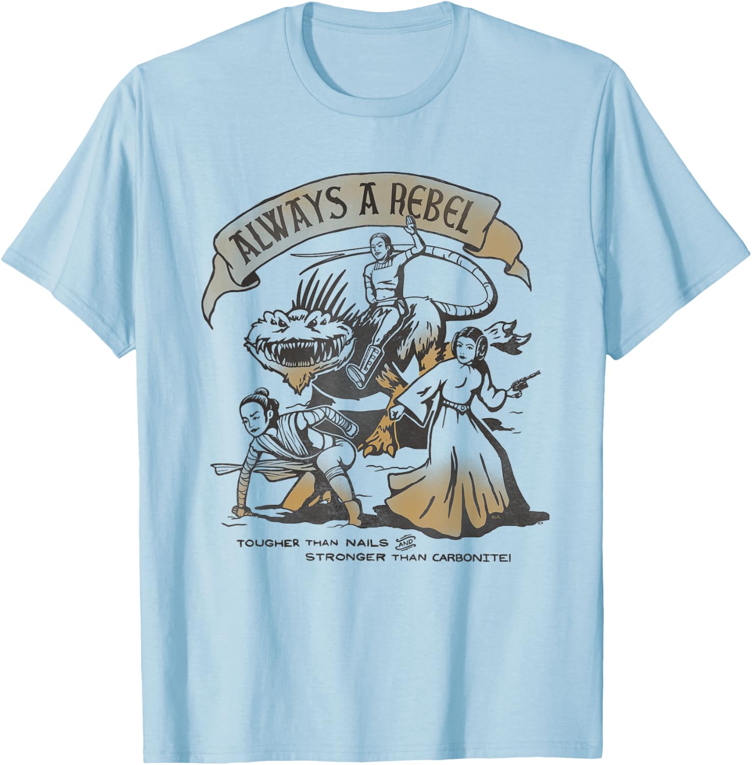 Star Wars Women of the Galaxy Leia Padmé Rey Always a Rebel T-Shirt - T-Shirt | Light Blue